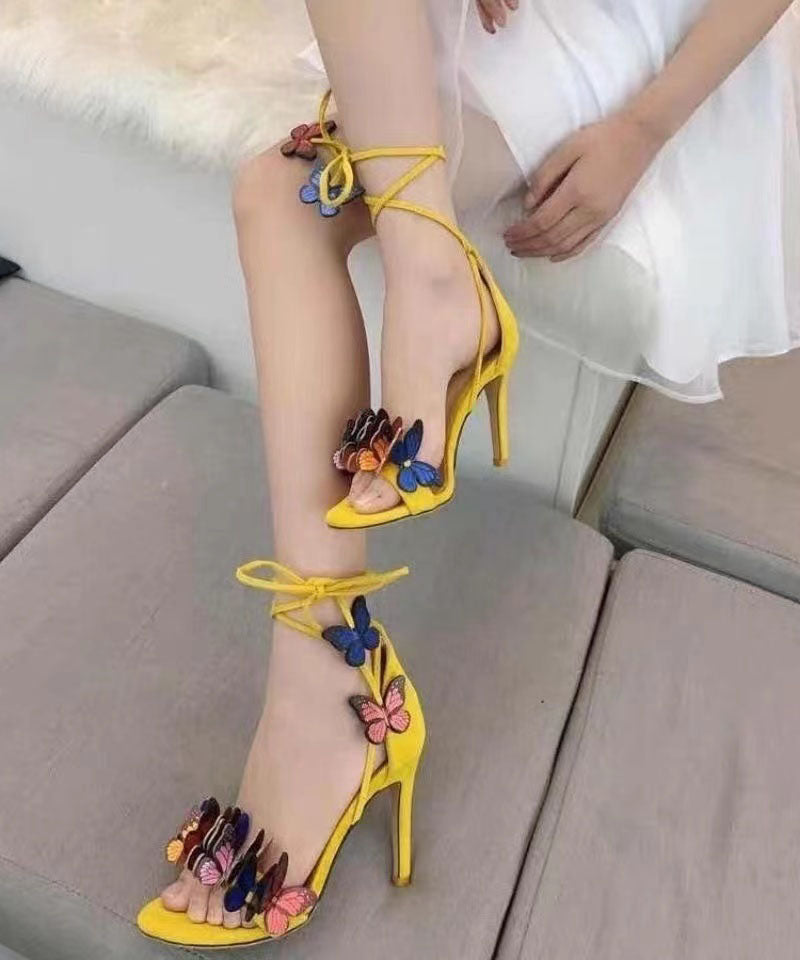 Summer Strap Butterfly Stiletto High Heel Sandals