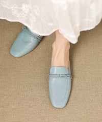 Blue Splicing Classy Sheepskin Slide Sandals