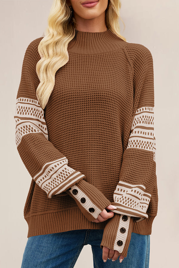 Color-blocked Loose Long-sleeved Knit Sweater