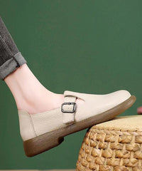 Splicing Comfortable Flats Black Cowhide Leather