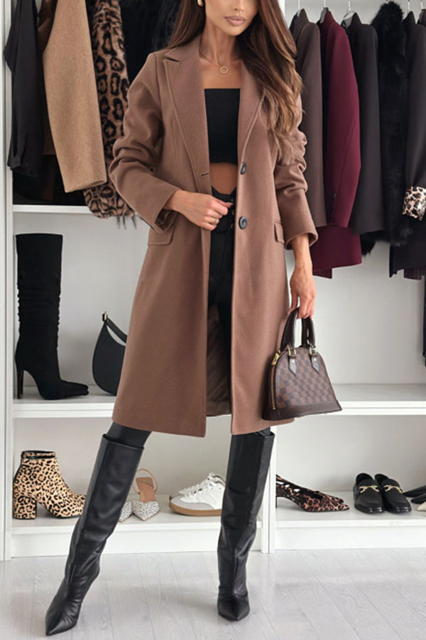 Casual Lapel Long Sleeve Single Breasted Loose Coat