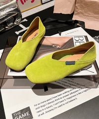 Yellow Suede Loafer Shoes Comfortable Splicing