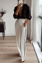 Contrast Striped Straight Pocket Pants