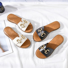 Summer Vintage Handmade Cowhide Leather Slippers