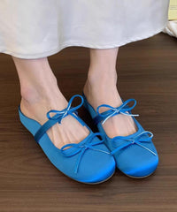 Fashion Pink Bow Faux Leather Splicing Slide Sandals