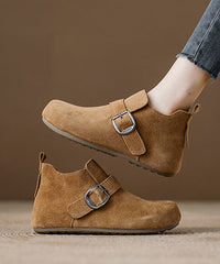 Light Brown Platform Suede Splicing Flat Feet Shoes