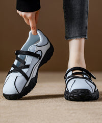 Blue Breathable Mesh Flat Shoes For Splicing Cross Strap