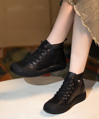 Brown Boots Cowhide Leather Vintage Splicing Cross Strap