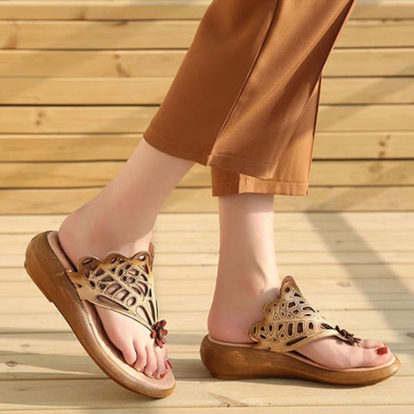 Casual Leather Shoes Beige Portable Slippers