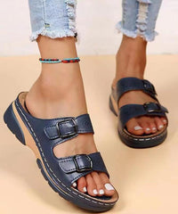 Splicing Wedge Yellow Slide Sandals Hollow Out Peep Toe