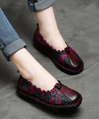 Chocolate Splicing Embossed Flat Feet Shoes For Women