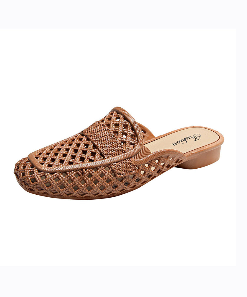 Apricot Hollow Out Breathable Slide Sandals