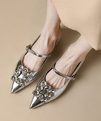 Black Flat Shoes For Buckle Strap Pointed Toe New