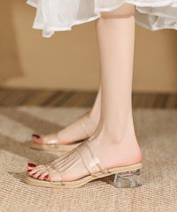 Apricot Clear Chunky Slide Sandals Peep Toe