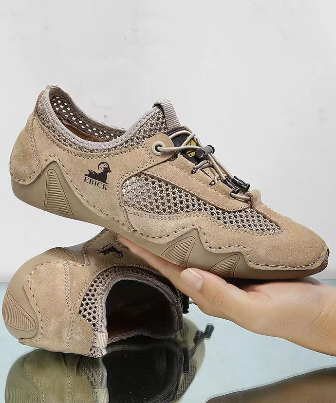 Khaki Breathable Mesh Sport Flat Shoes For