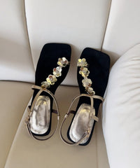 French Gold Floral Faux Leather Wedge Heels Sandals