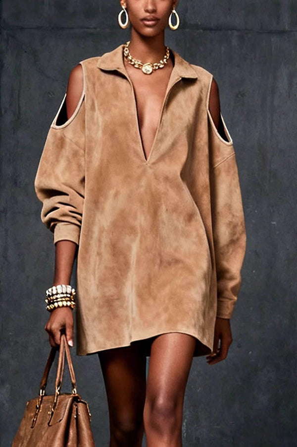 Loose Off-shoulder Long-sleeved Casual Mini Dress