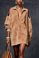 Loose Off-shoulder Long-sleeved Casual Mini Dress