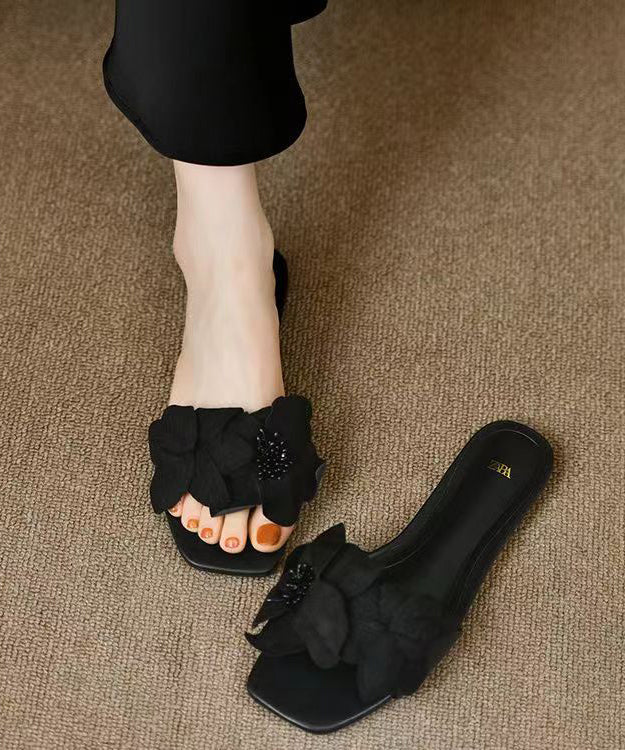 French Rose Petal Open Toe Slide Sandals