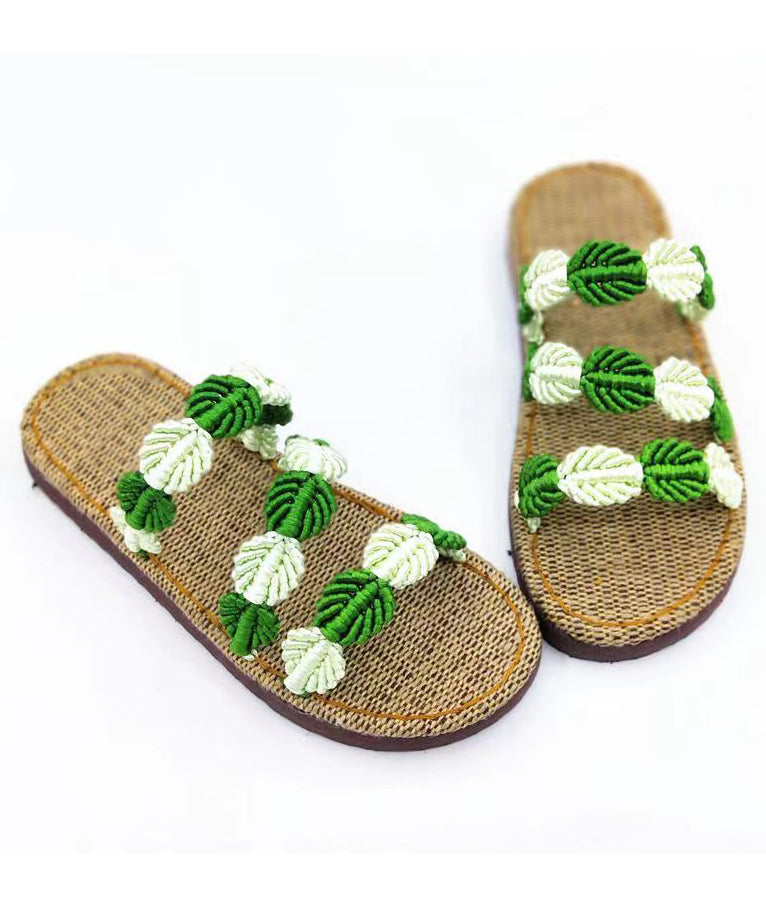 Handmade Woven Linen Flat Slide Sandals