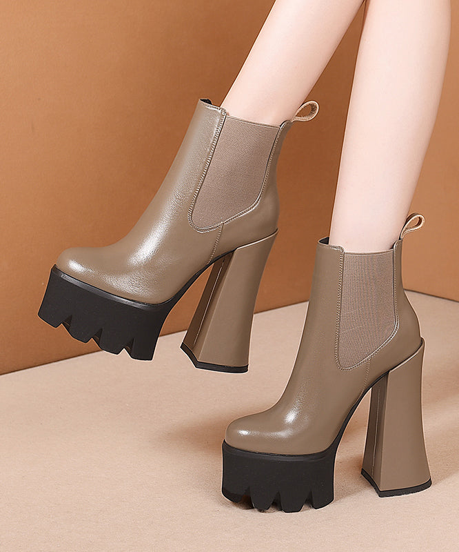 Khaki Splicing Platform High Heel Boots