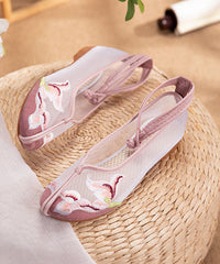 Splicing Sandals Pink Tulle Hollow Out Embroidery