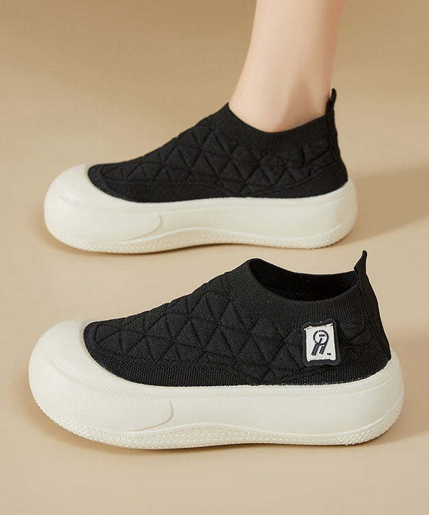 Splicing Comfy Platform Flat Shoes Coffee Cotton Fabric