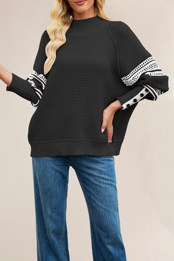 Color-blocked Loose Long-sleeved Knit Sweater
