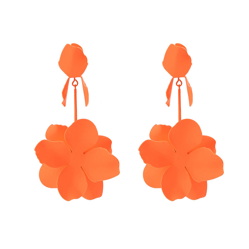 Dopamine Flower Retro Metal Stud Earrings