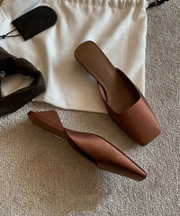 French Satin Fluorescent Green Slide Sandals