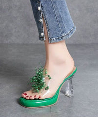 Chunky High Heels Comfortable Clear Slide Sandals