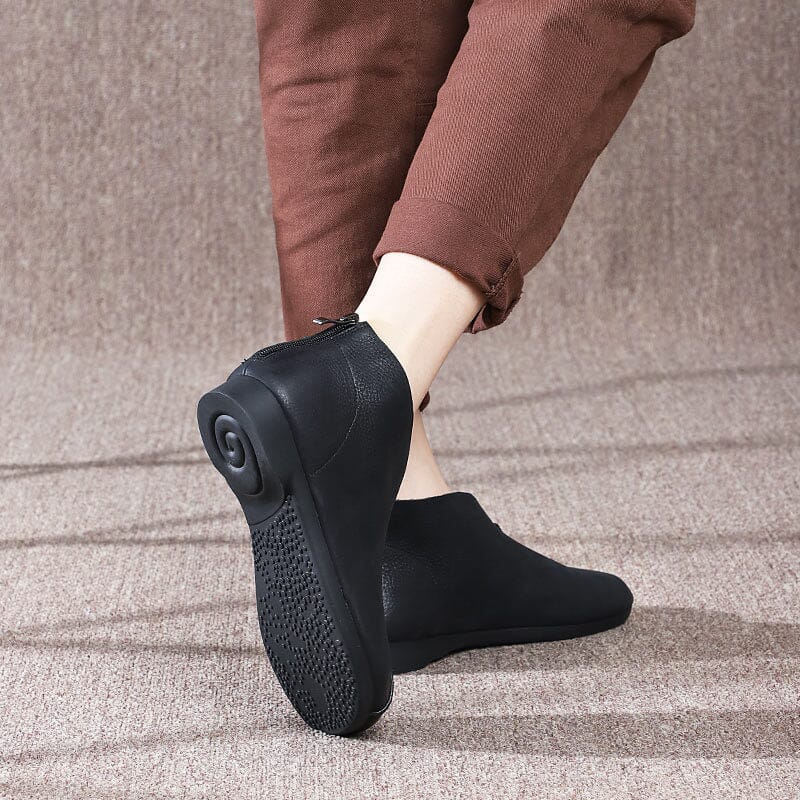 Autumn Retro Solid Soft Leather Casual Shoes