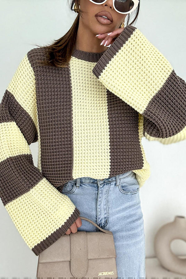 Colorblock Loose Long-sleeved Casual Knitted Sweater