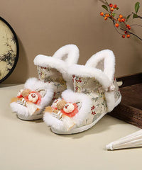 Pink Embroidery Nail Bead Splicing Boots