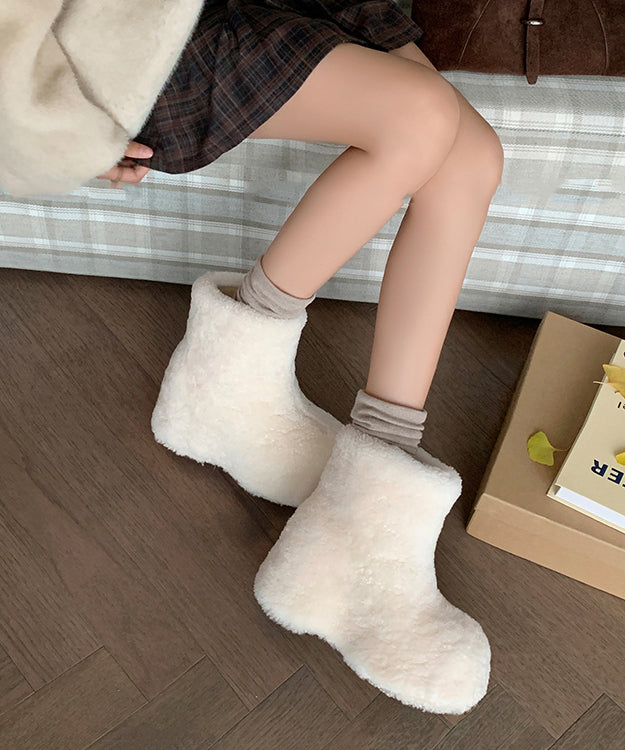 White Fuzzy Fur Fluffy Platform Thick Warm Boots