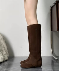 Boutique Comfortable Brown Splicing Wedge Boots