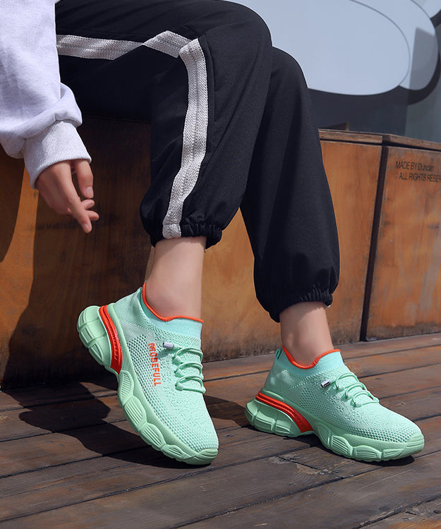 Comfy Pink Knit Fabric Sport Flat Feet Shoes