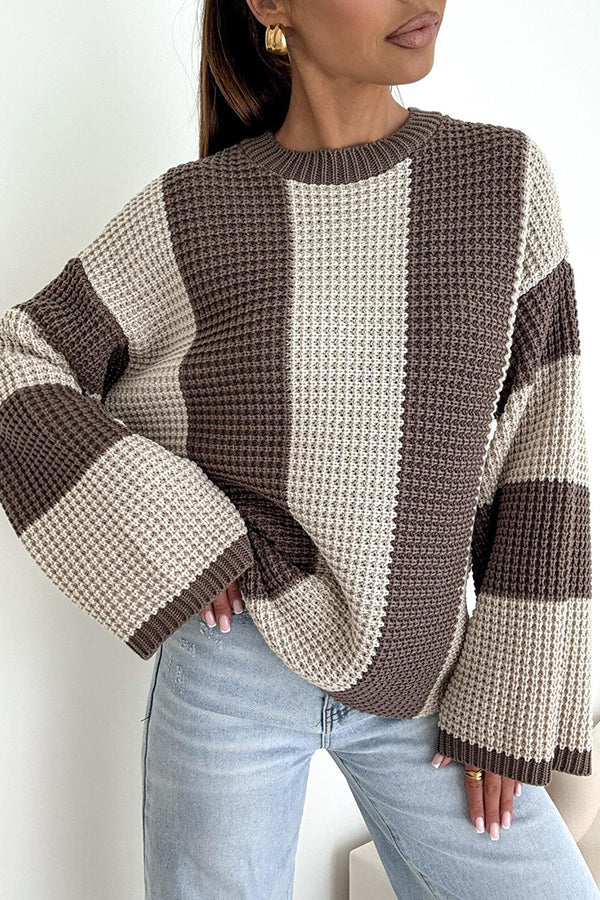 Colorblock Loose Long-sleeved Casual Knitted Sweater