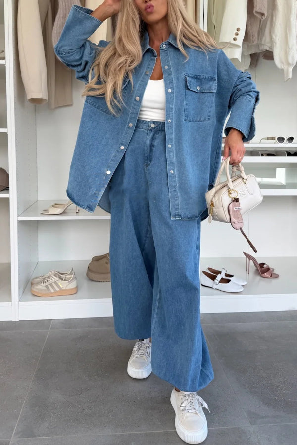 Denim High Rise Elastic Waist Pocket Loose Lantern Jeans
