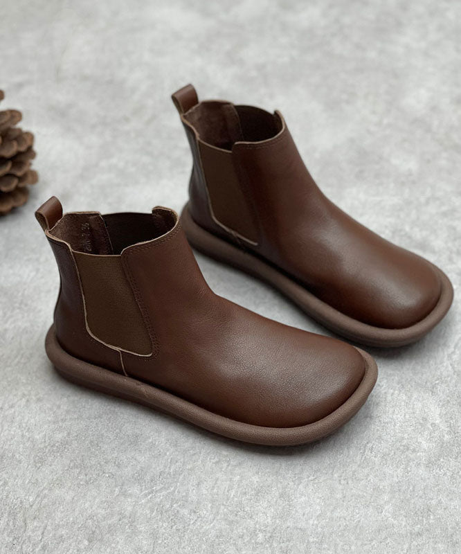 Chocolate Boots Cowhide Leather Shelsea Boots