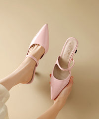 Pointed Toe High Heel Slide Sandals Green Faux Leather