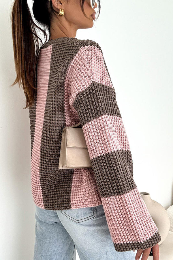 Colorblock Loose Long-sleeved Casual Knitted Sweater