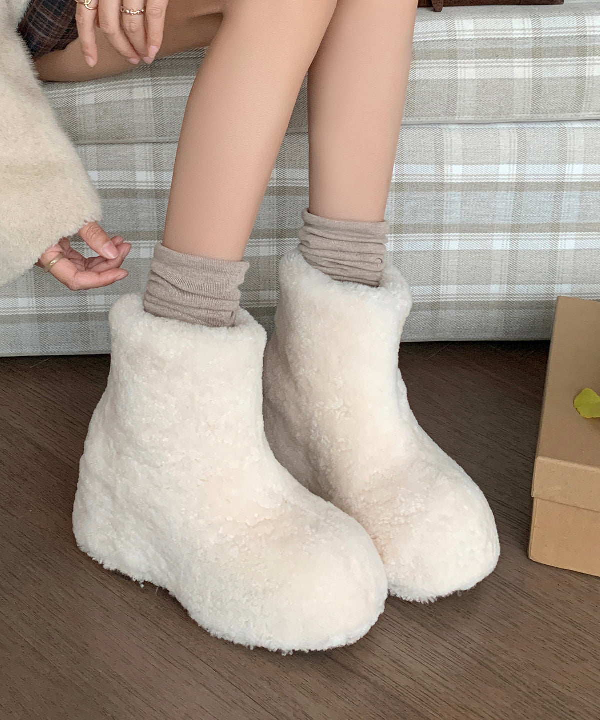 White Fuzzy Fur Fluffy Platform Thick Warm Boots