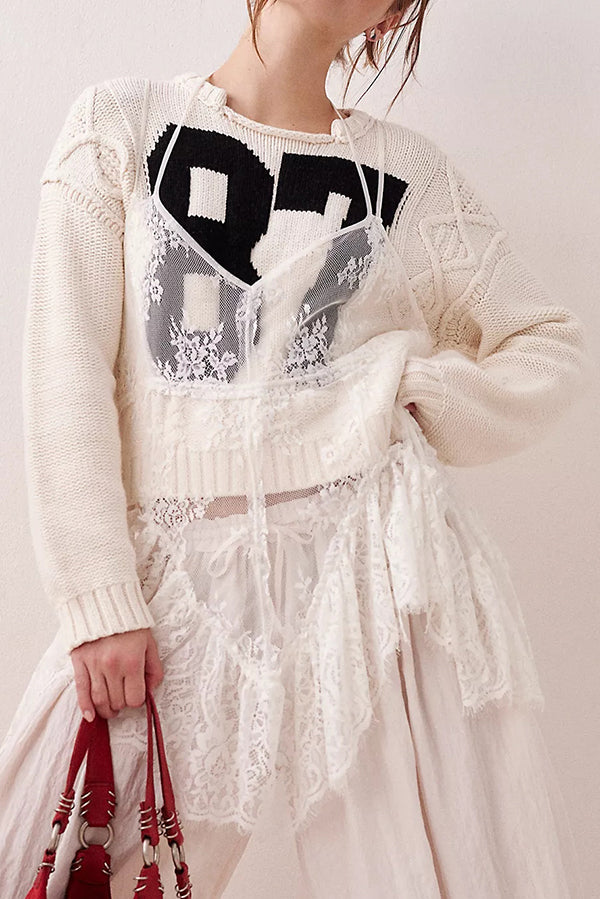 Digital Jacquard Loose Long-sleeved Knit Sweater