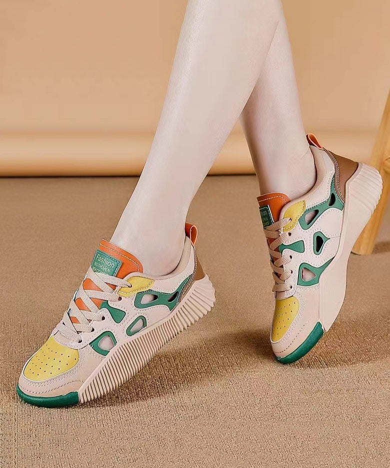 Comfy Green Hollow Out Cross Strap Flat Feet Shoes