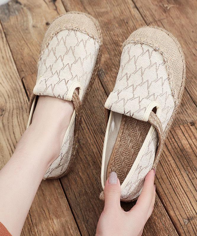 Casual Splicing Flat Feet Shoes Beige Cotton Linen Fabric