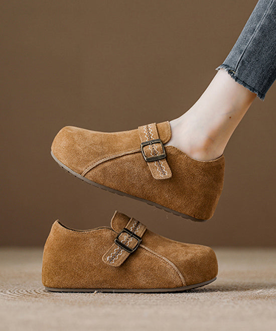 Light Camel Suede Platform Haken Shoes