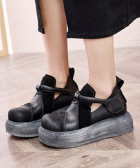 Original Handmade Green Cowhide Leather Splicing Platform Shoes