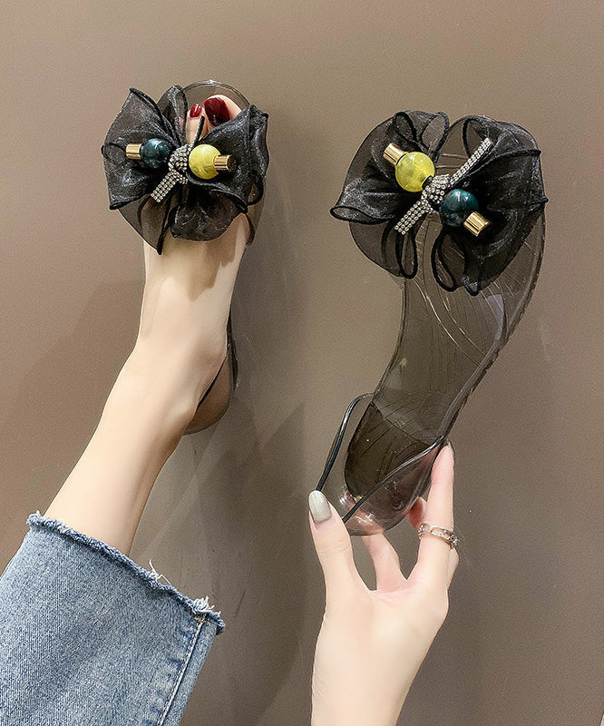 Tulle Bow Transparent Crystal Walking Sandals