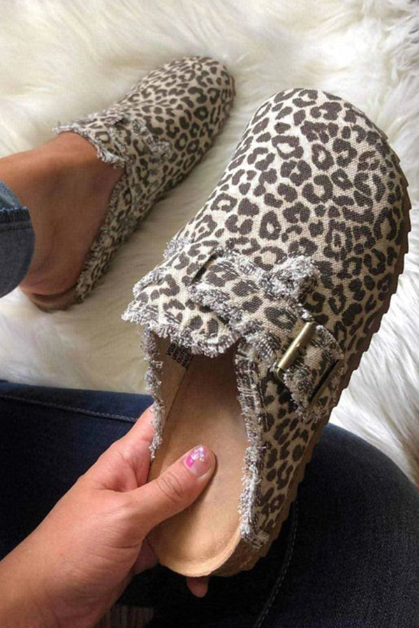Printed Raw Edge Flat Casual Shoes
